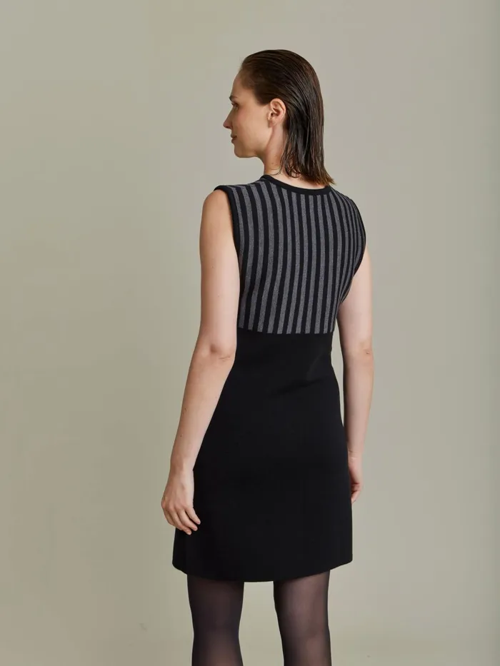 Agns B Dresses Women Black Merino Wool Trefle Dress