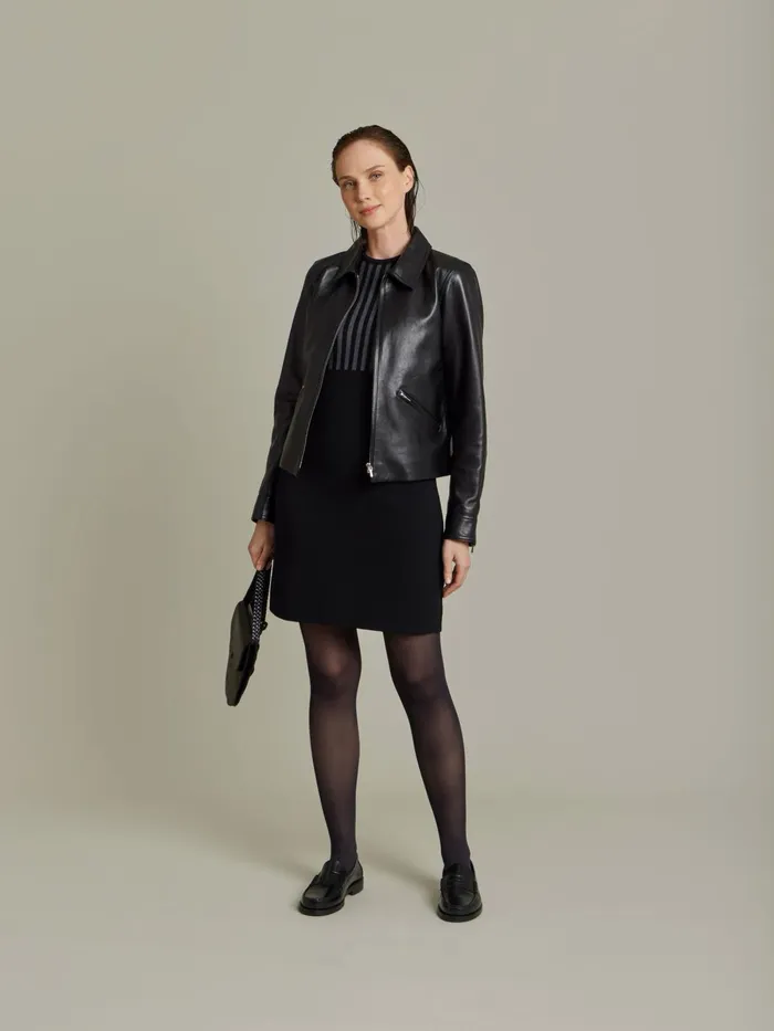 Agns B Dresses Women Black Merino Wool Trefle Dress