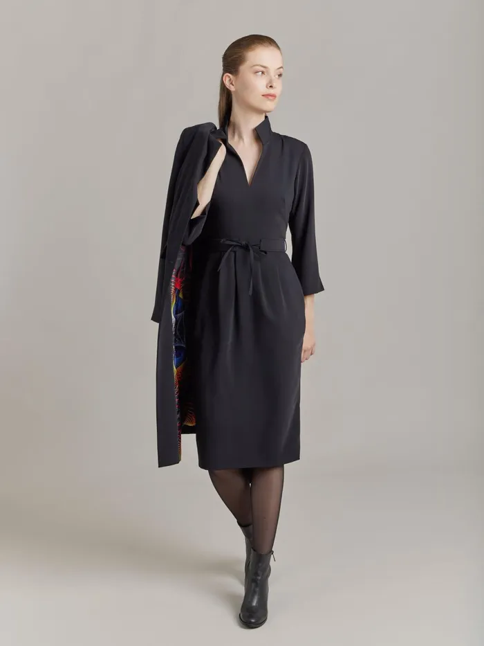 Agns B Dresses Women Black Polyester Crpe Dress