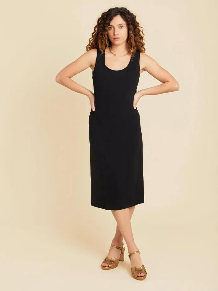 Agns B Dresses Women Black Sleeveless Belted Corbeille Dress