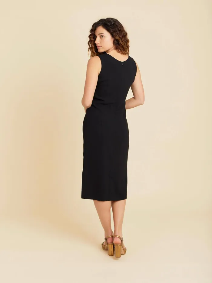 Agns B Dresses Women Black Sleeveless Belted Corbeille Dress