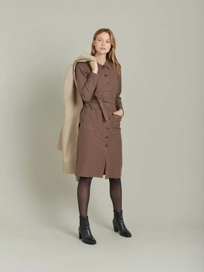 Agns B Dresses Women Brown Cotton Twill BB Dress
