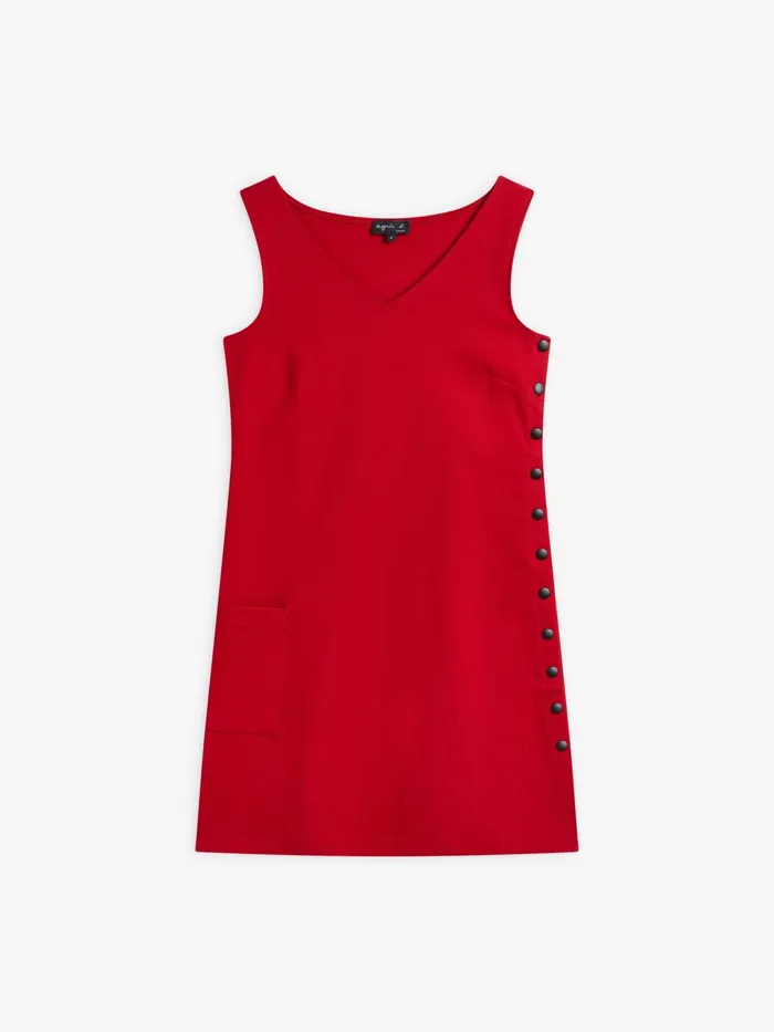 Agns B Dresses Women Red Cotton Snap Dress