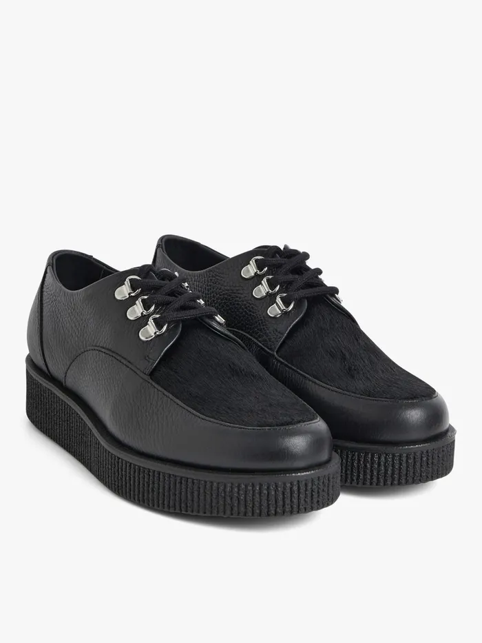 Agns B Flats and Derbies Women Black Amy Creepers Cowhide Leather