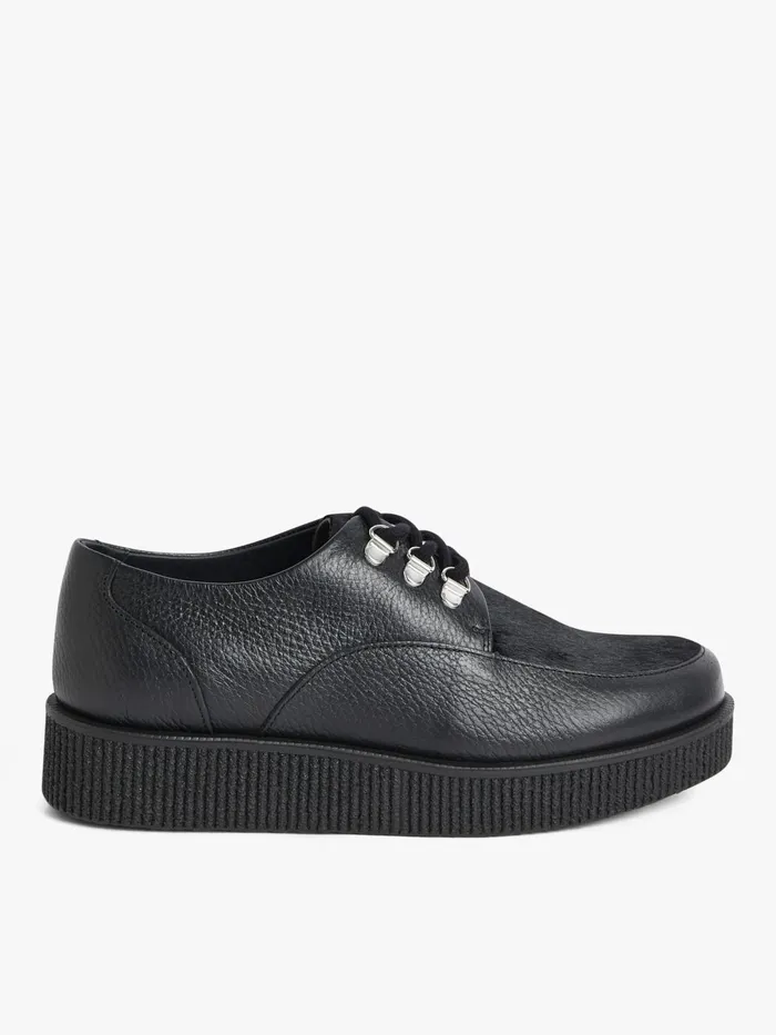 Agns B Flats and Derbies Women Black Amy Creepers Cowhide Leather