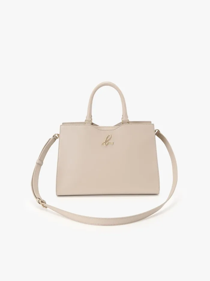 Agns B Handbags Women Beige Leather 034b034 Logo Zip Bag