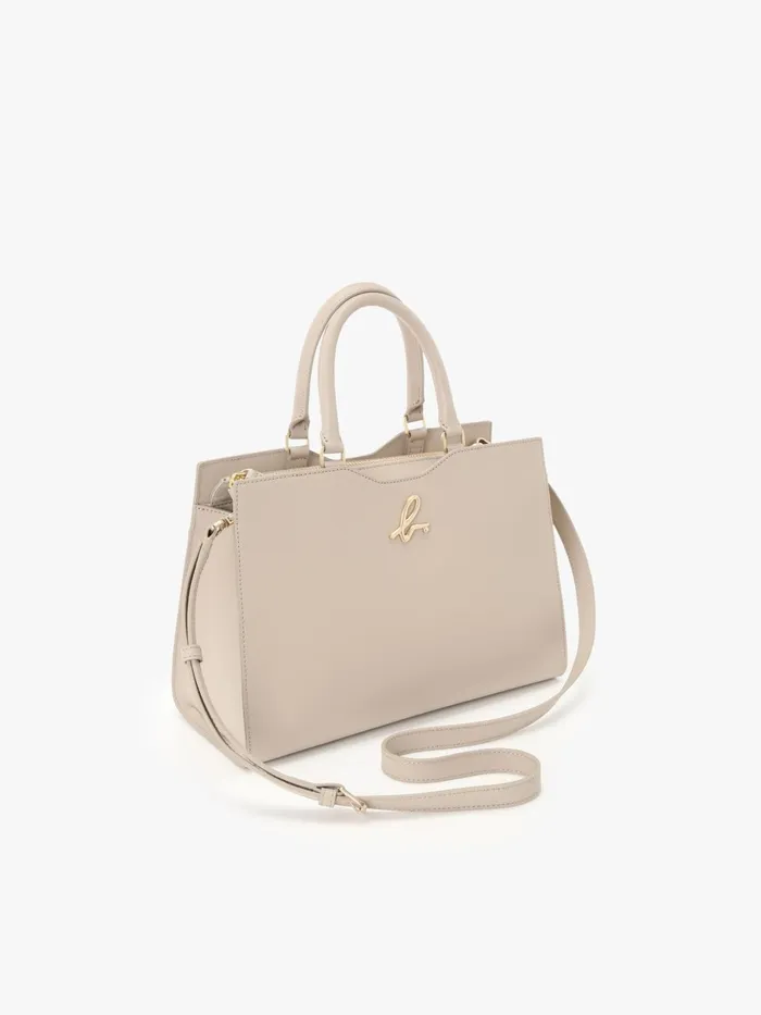 Agns B Handbags Women Beige Leather 034b034 Logo Zip Bag