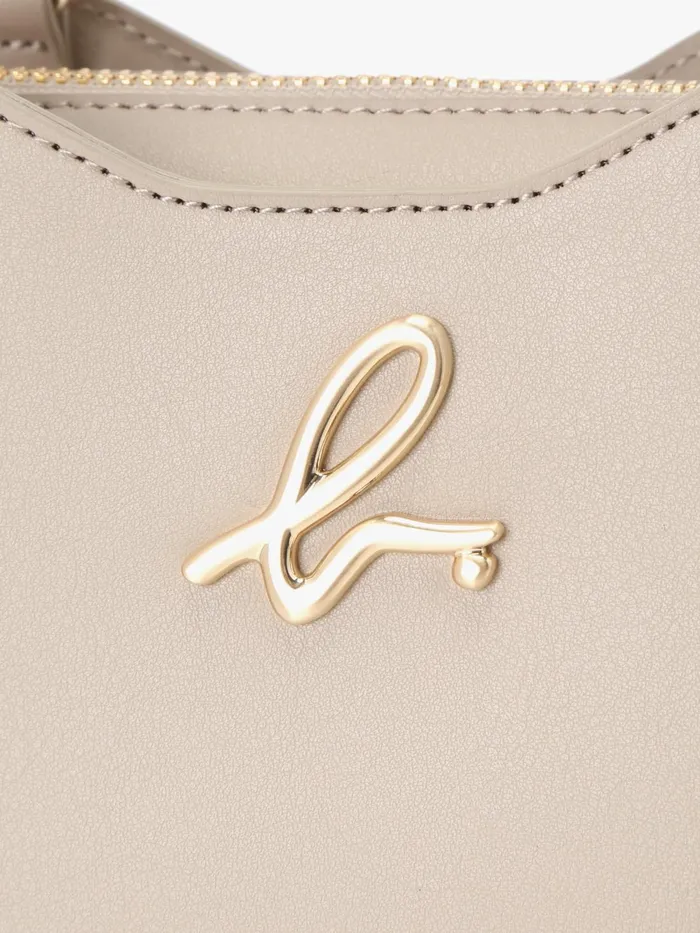 Agns B Handbags Women Beige Leather 034b034 Logo Zip Bag