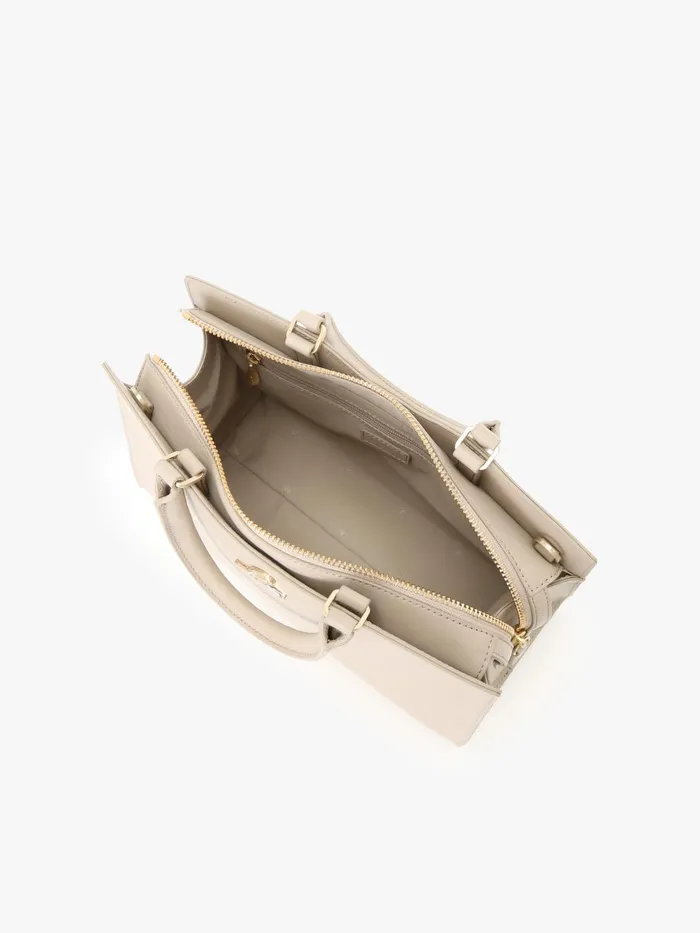 Agns B Handbags Women Beige Leather 034b034 Logo Zip Bag