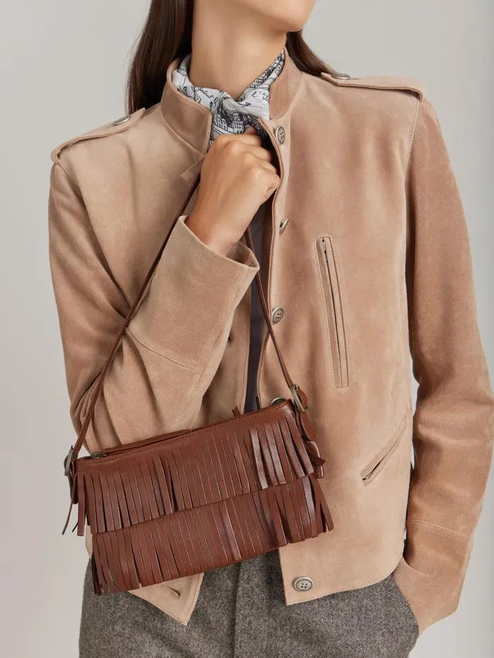 Agns B Handbags Women Brown Leather Carmen Clutch