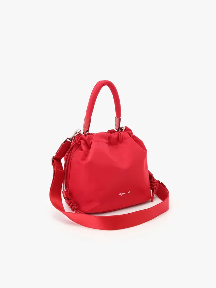 Agns B Handbags Women Red Nylon Drawstring Backpack