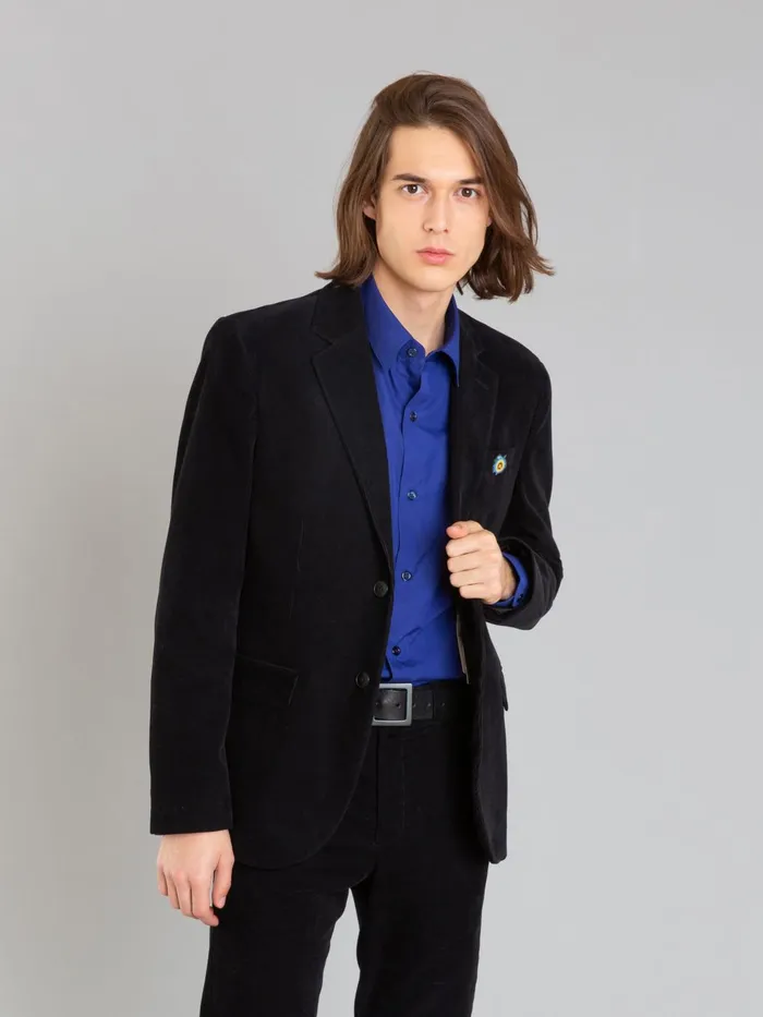 Agns B Jackets and Coats Men Black Corduroy Domino Jacket