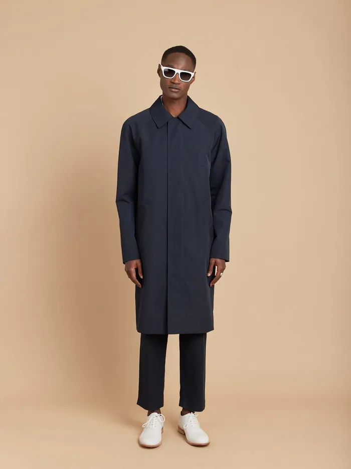 Agns B Jackets and Coats Men Blue Technical Polyamide Fabric Coat