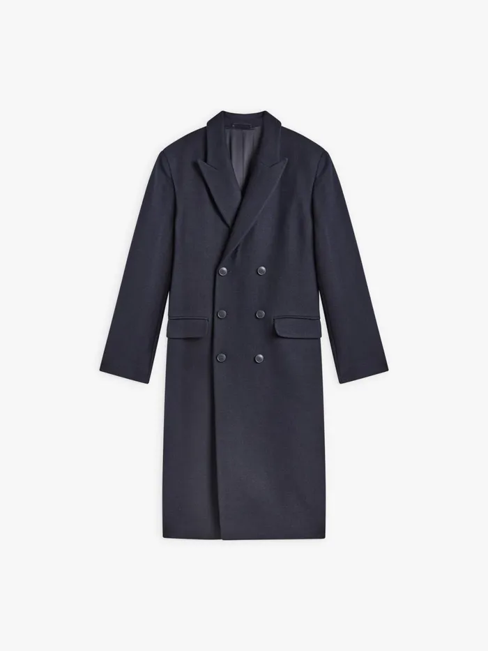 Agns B Jackets and Coats Men Blue Wool Cotton Twill Coat