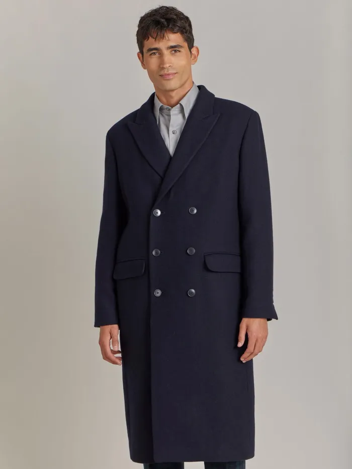 Agns B Jackets and Coats Men Blue Wool Cotton Twill Coat