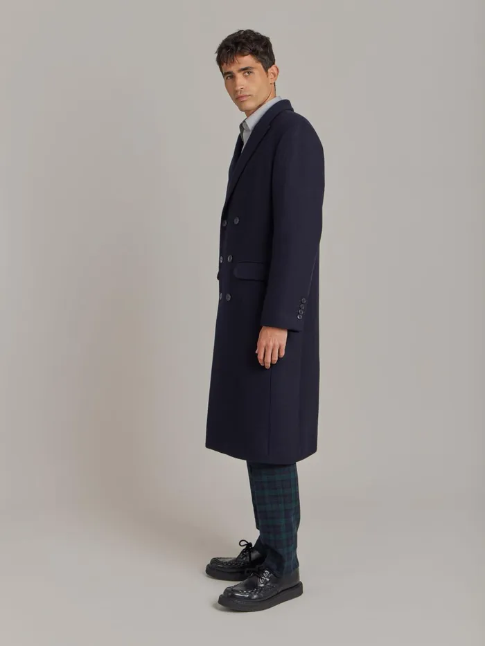 Agns B Jackets and Coats Men Blue Wool Cotton Twill Coat