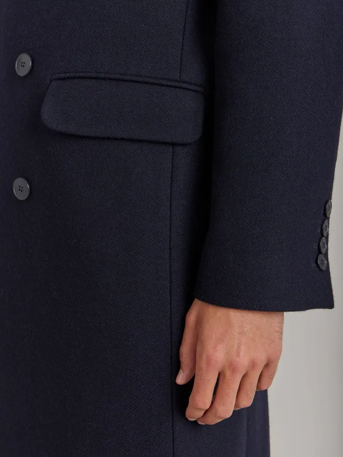 Agns B Jackets and Coats Men Blue Wool Cotton Twill Coat