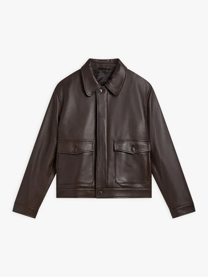 Agns B Jackets and Coats Men Brown Leather Jacket