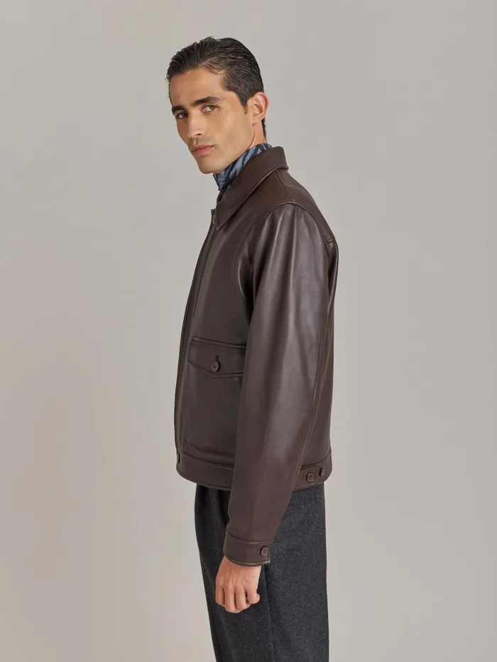 Agns B Jackets and Coats Men Brown Leather Jacket