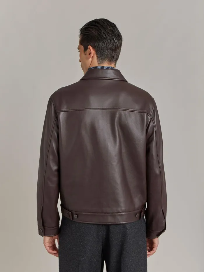 Agns B Jackets and Coats Men Brown Leather Jacket