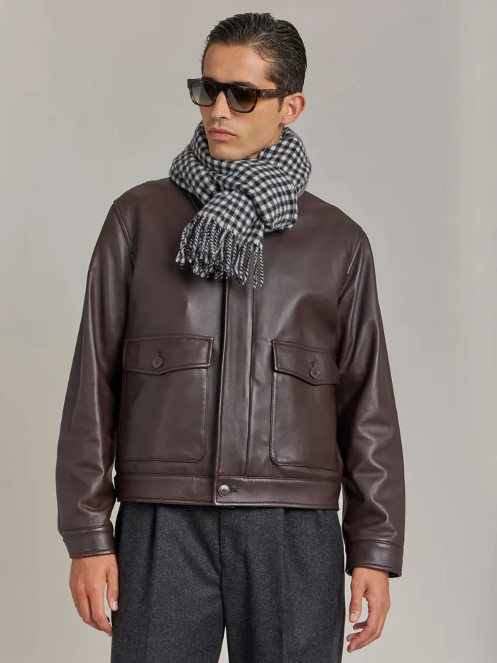 Agns B Jackets and Coats Men Brown Leather Jacket