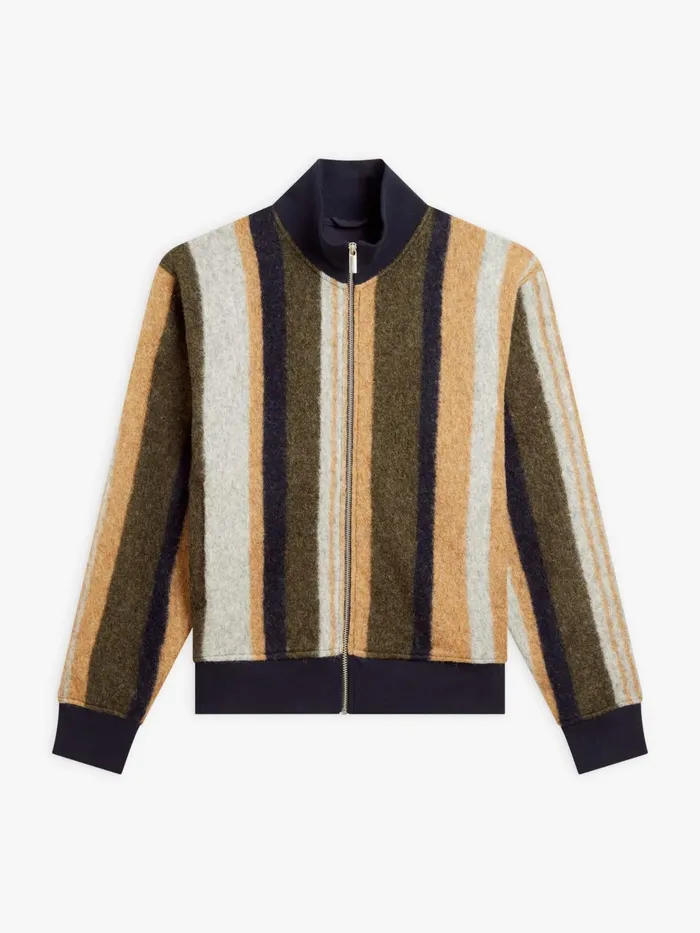 Agns B Jackets and Coats Men Green And Brown Wool Jersey Striped Heston Jacket