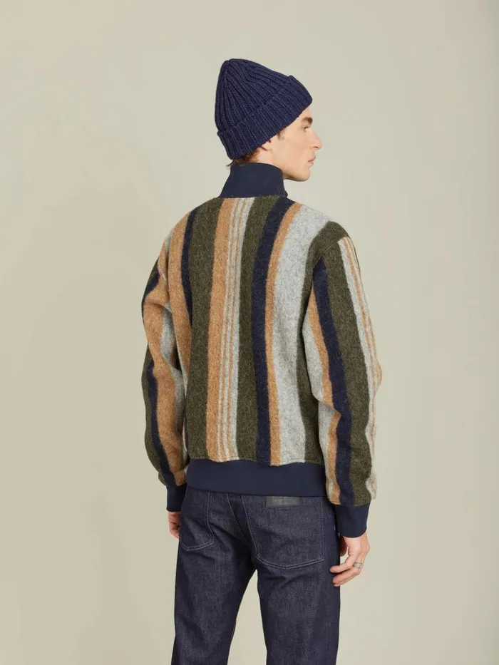 Agns B Jackets and Coats Men Green And Brown Wool Jersey Striped Heston Jacket