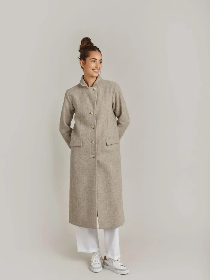 Agns B Jackets and Coats Women Beige Natural Wool Coat