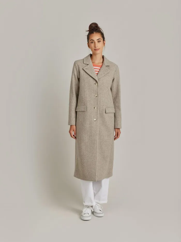 Agns B Jackets and Coats Women Beige Natural Wool Coat