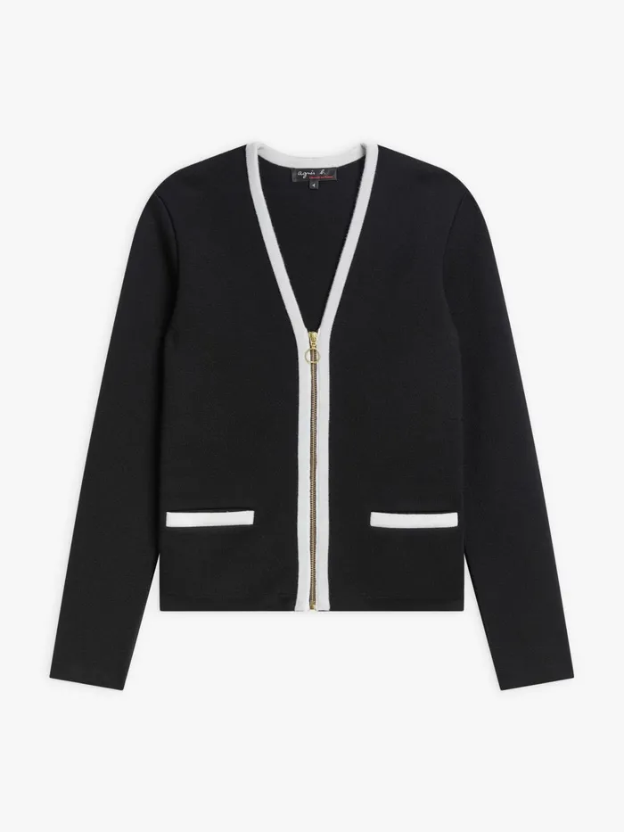 Agns B Jackets and Coats Women Black And White Merino Wool Oppo Jacket