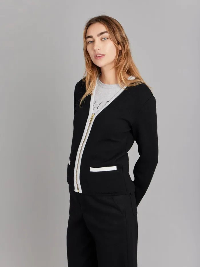 Agns B Jackets and Coats Women Black And White Merino Wool Oppo Jacket