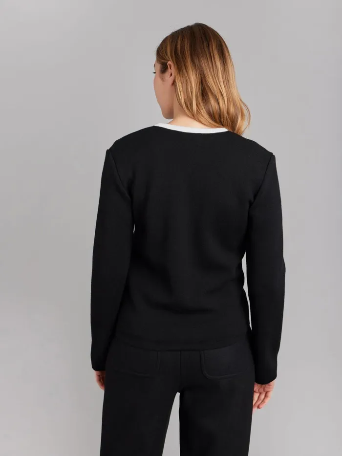 Agns B Jackets and Coats Women Black And White Merino Wool Oppo Jacket
