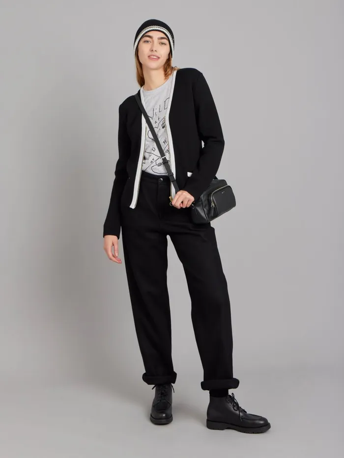 Agns B Jackets and Coats Women Black And White Merino Wool Oppo Jacket