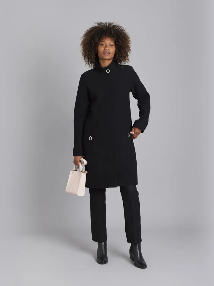 Agns B Jackets and Coats Women Black Boiled Wool Manaus Coat