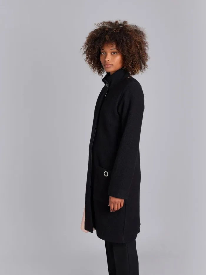 Agns B Jackets and Coats Women Black Boiled Wool Manaus Coat