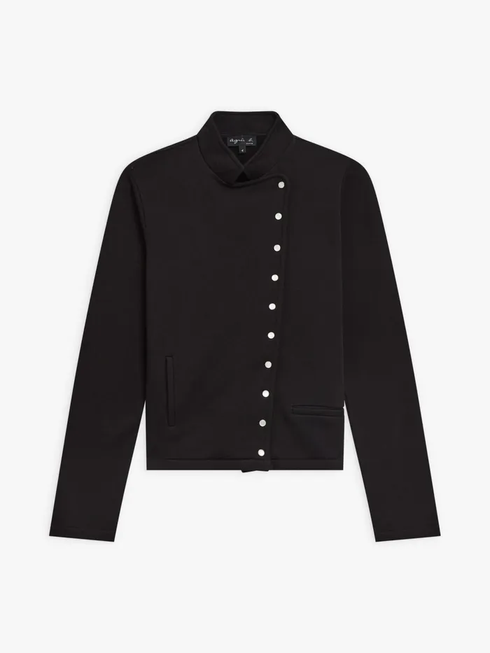 Agns B Jackets and Coats Women Black Cotton Fleece Snap Fifre Jacket