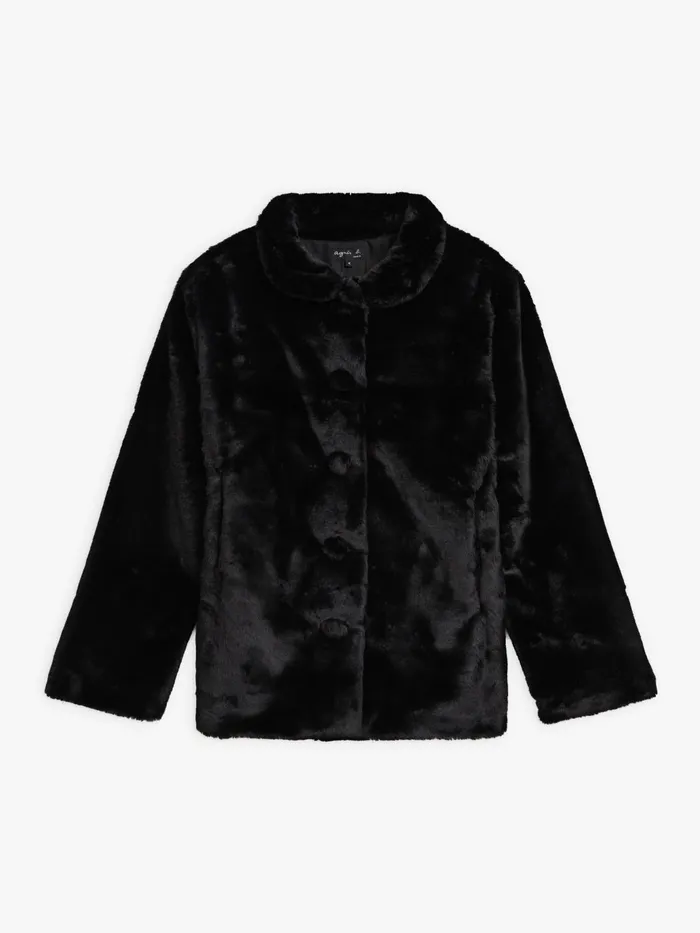 Agns B Jackets and Coats Women Black Faux Fur New Darcila Jacket