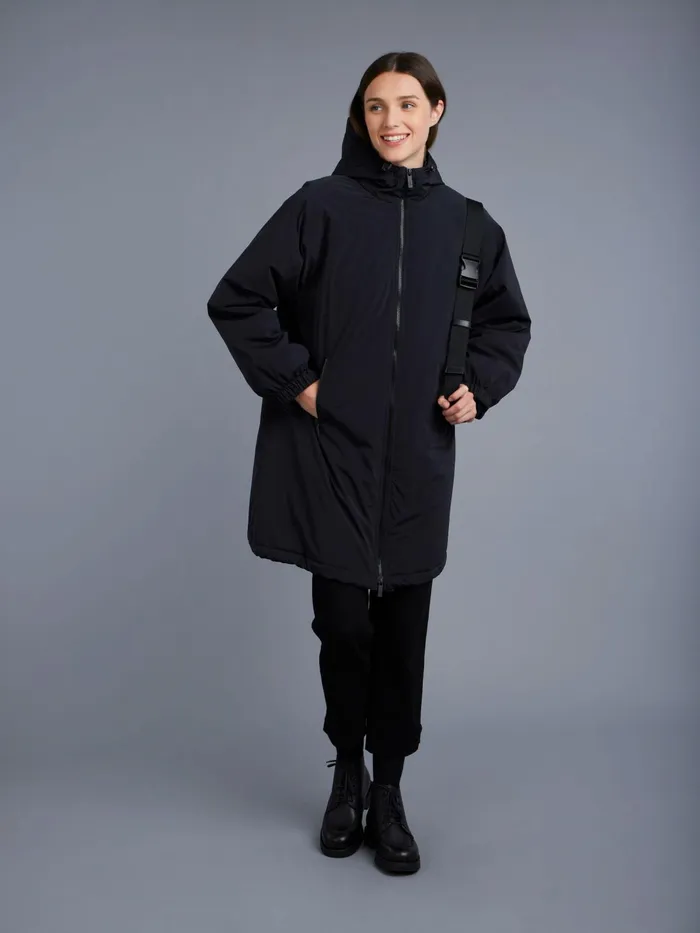 Agns B Jackets and Coats Women Black Lined Hooded Parka