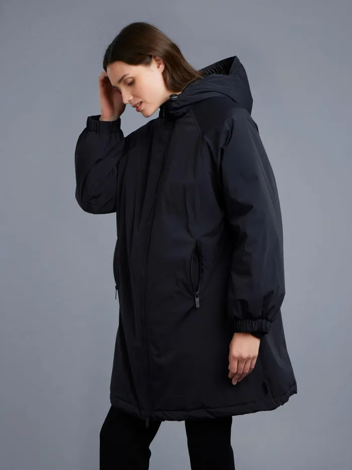 Agns B Jackets and Coats Women Black Lined Hooded Parka