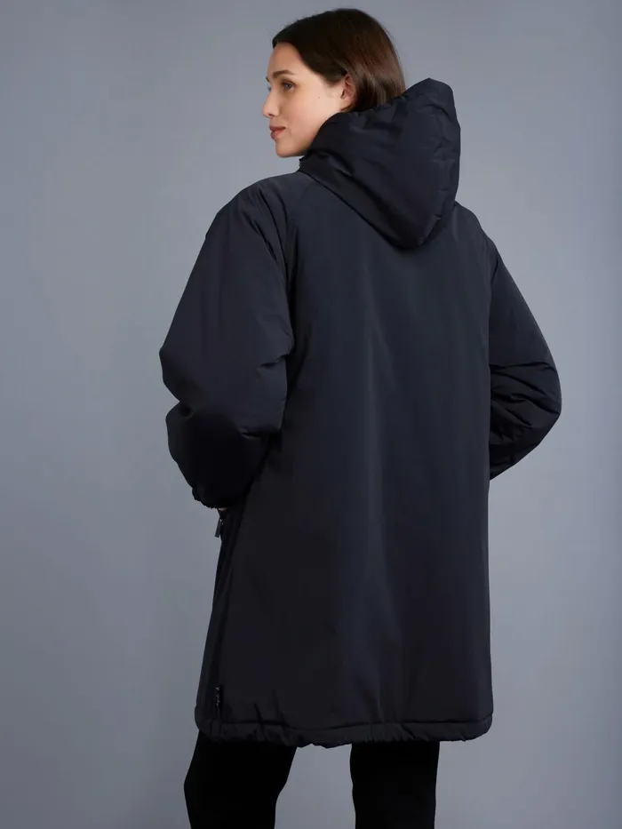 Agns B Jackets and Coats Women Black Lined Hooded Parka