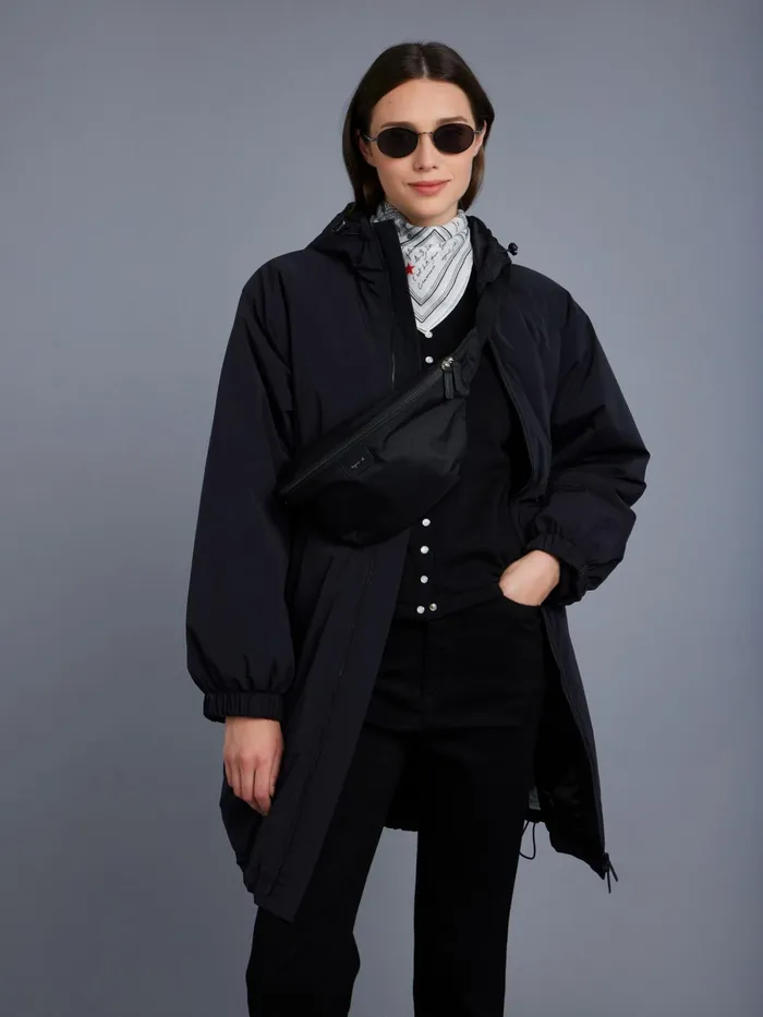 Agns B Jackets and Coats Women Black Lined Hooded Parka