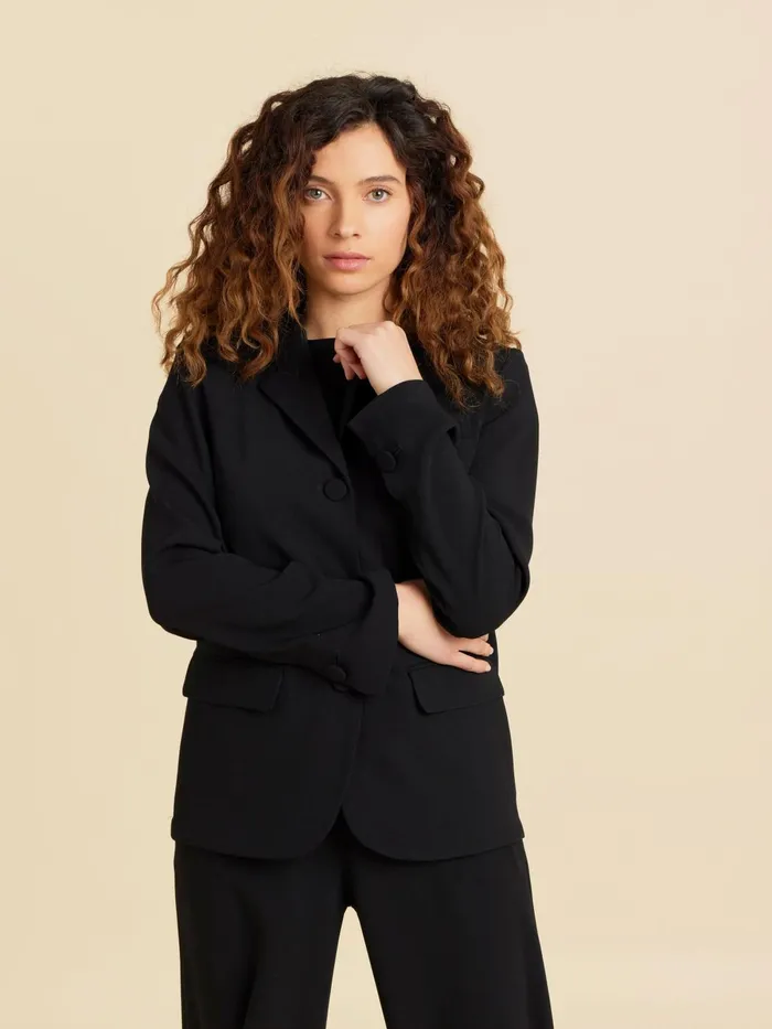 Agns B Jackets and Coats Women Black Unlined Crepe Suit Jacket