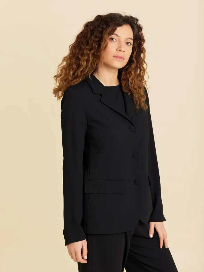 Agns B Jackets and Coats Women Black Unlined Crepe Suit Jacket