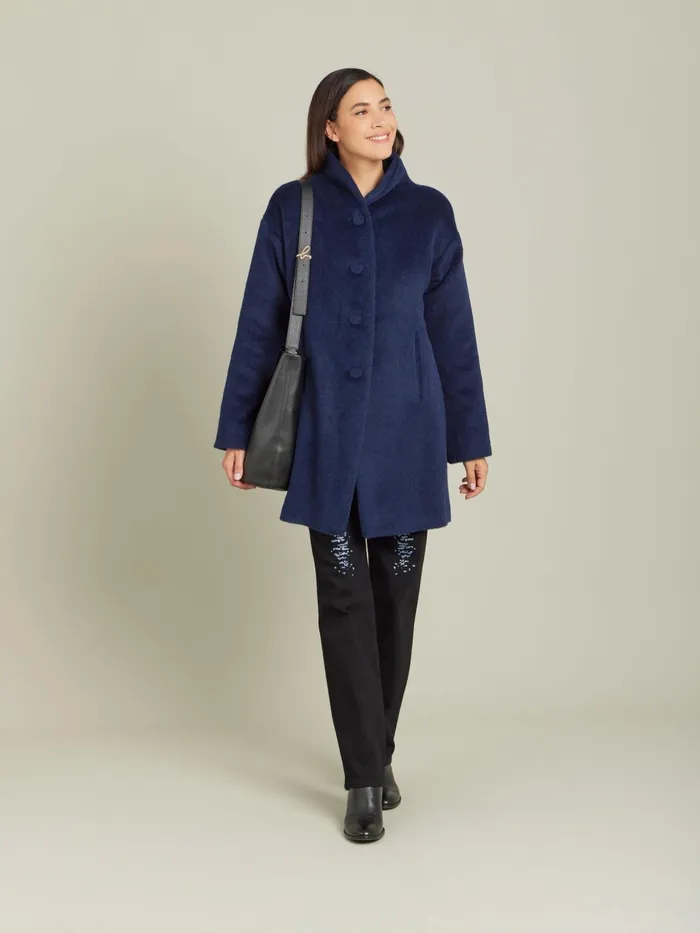 Agns B Jackets and Coats Women Blue Alpaca Germain Coat