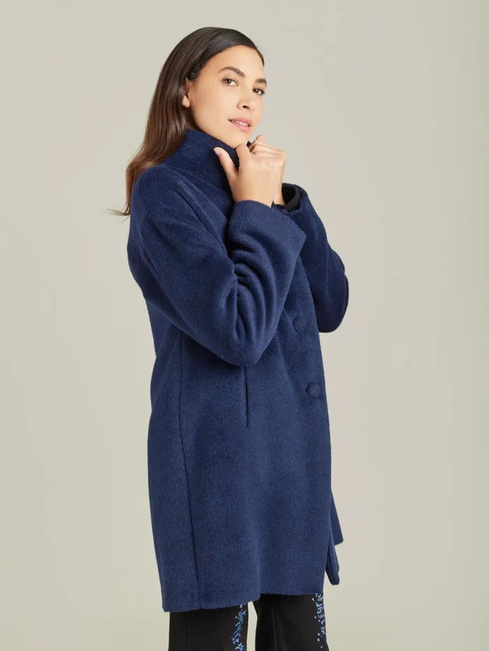 Agns B Jackets and Coats Women Blue Alpaca Germain Coat