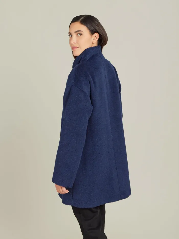 Agns B Jackets and Coats Women Blue Alpaca Germain Coat