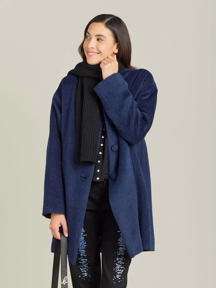 Agns B Jackets and Coats Women Blue Alpaca Germain Coat
