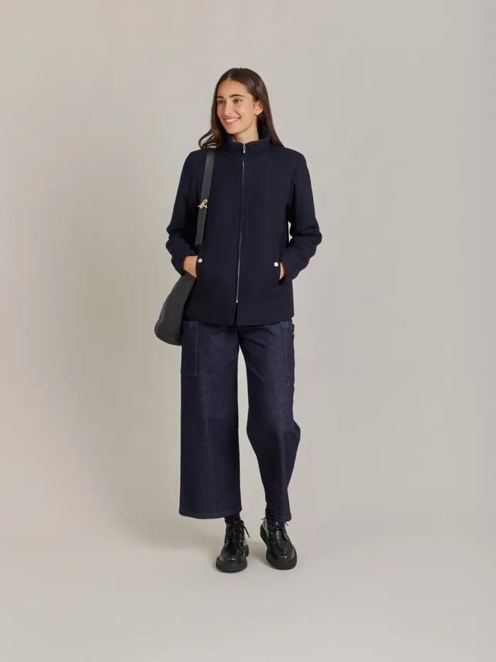 Agns B Jackets and Coats Women Blue Wool Cotton Twill Olympe Jacket