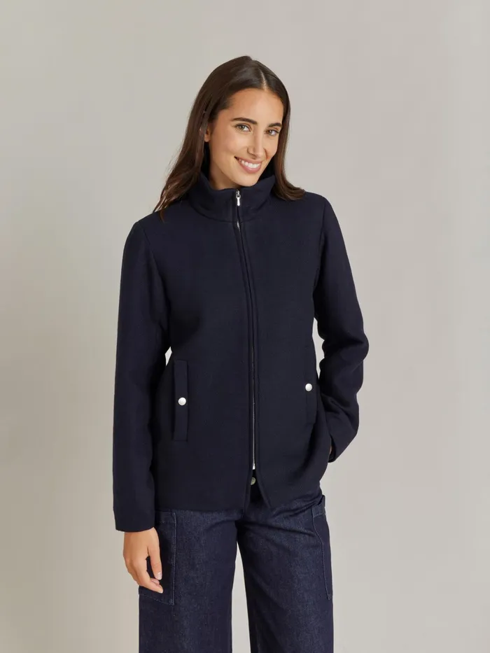 Agns B Jackets and Coats Women Blue Wool Cotton Twill Olympe Jacket