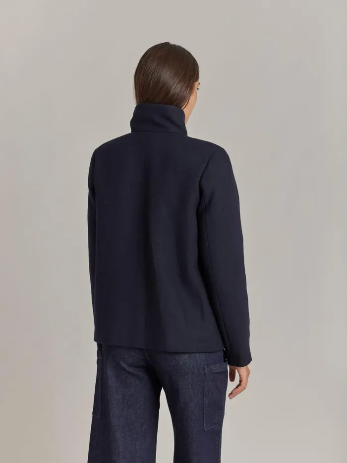 Agns B Jackets and Coats Women Blue Wool Cotton Twill Olympe Jacket